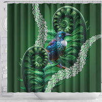 Tui Bird Koru Silver Fern Aotearoa Shower Curtain