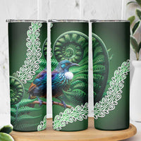 Tui Bird Koru Silver Fern Aotearoa Skinny Tumbler LT9 - Polynesian Pride