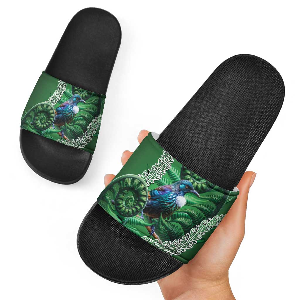 Tui Bird Koru Silver Fern Aotearoa Slide Sandals