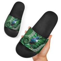 Tui Bird Koru Silver Fern Aotearoa Slide Sandals
