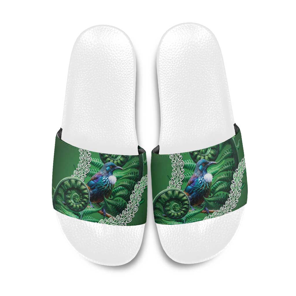 Tui Bird Koru Silver Fern Aotearoa Slide Sandals