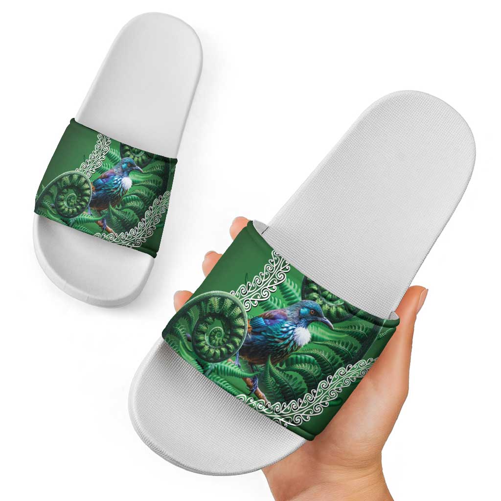 Tui Bird Koru Silver Fern Aotearoa Slide Sandals