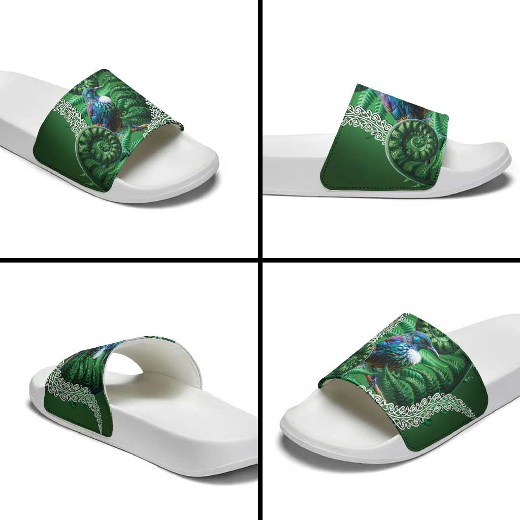 Tui Bird Koru Silver Fern Aotearoa Slide Sandals