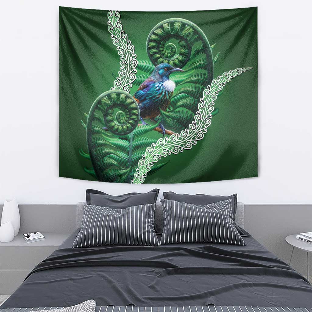 Tui Bird Koru Silver Fern Aotearoa Tapestry LT9 - Polynesian Pride