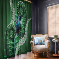 Tui Bird Koru Silver Fern Aotearoa Window Curtain