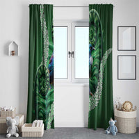 Tui Bird Koru Silver Fern Aotearoa Window Curtain