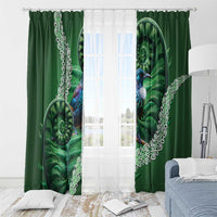 Tui Bird Koru Silver Fern Aotearoa Window Curtain