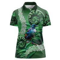 Tui Bird Koru Silver Fern Aotearoa Women Polo Shirt LT9 Female Green - Polynesian Pride