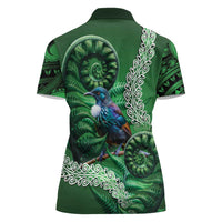 Tui Bird Koru Silver Fern Aotearoa Women Polo Shirt LT9 - Polynesian Pride