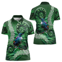 Tui Bird Koru Silver Fern Aotearoa Women Polo Shirt LT9 - Polynesian Pride