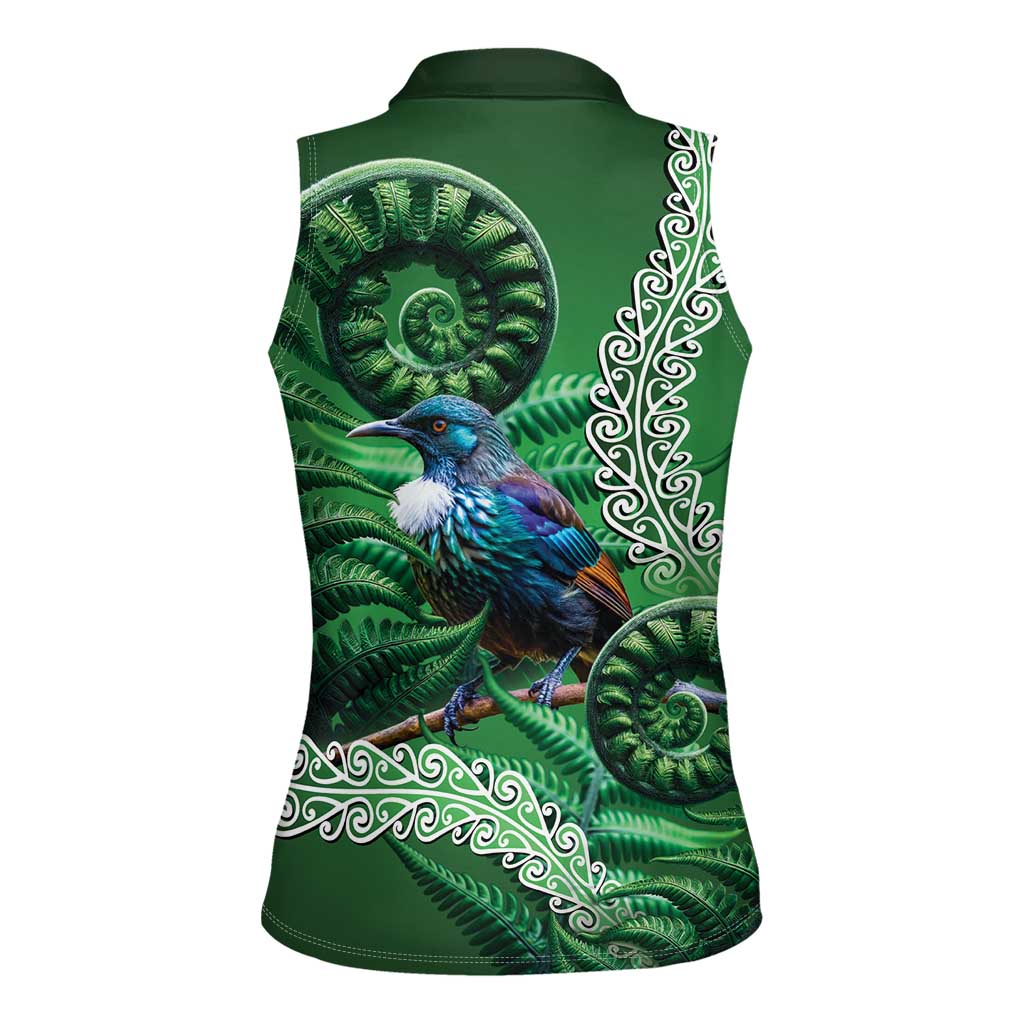 Tui Bird Koru Silver Fern Aotearoa Women Sleeveless Polo Shirt