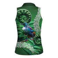 Tui Bird Koru Silver Fern Aotearoa Women Sleeveless Polo Shirt