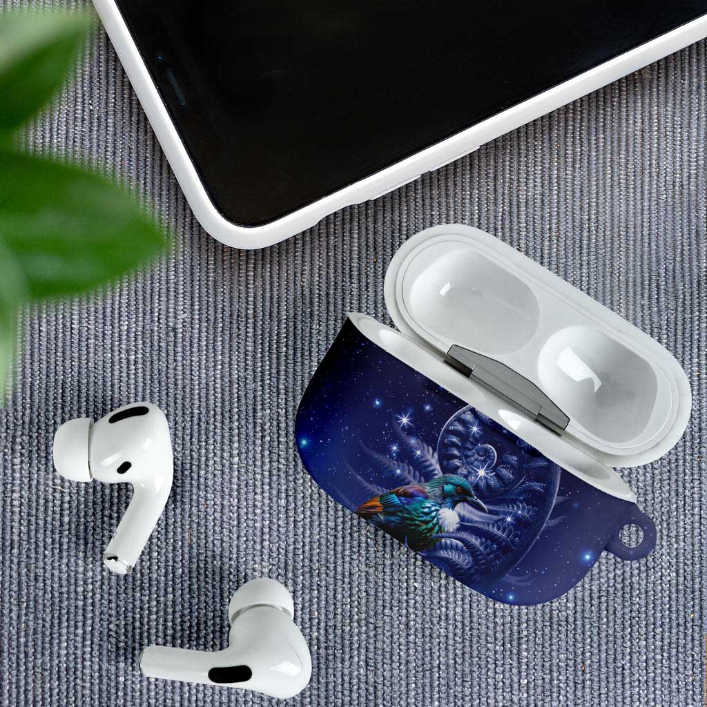 Tui Bird Matariki Galaxy AirPods Case Koru Silver Fern Aotearoa