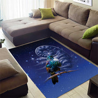 Tui Bird Matariki Galaxy Area Rug Koru Silver Fern Aotearoa