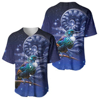 Tui Bird Matariki Galaxy Baseball Jersey Koru Silver Fern Aotearoa