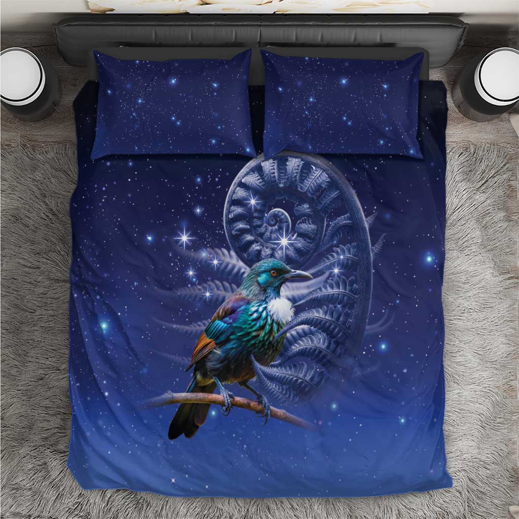 Tui Bird Matariki Galaxy Bedding Set Koru Silver Fern Aotearoa LT9 Galaxy - Polynesian Pride