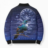 Tui Bird Matariki Galaxy Bomber Puffer Jacket Koru Silver Fern Aotearoa