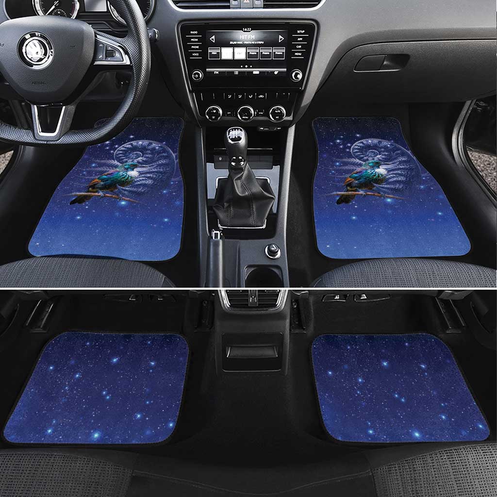 Tui Bird Matariki Galaxy Car Mats Koru Silver Fern Aotearoa LT9 Set 4pcs Galaxy - Polynesian Pride