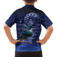Tui Bird Matariki Galaxy Family Matching Mermaid Dress and Hawaiian Shirt Koru Silver Fern Aotearoa LT9 - Polynesian Pride