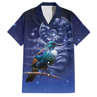 Tui Bird Matariki Galaxy Family Matching Off Shoulder Short Dress and Hawaiian Shirt Koru Silver Fern Aotearoa