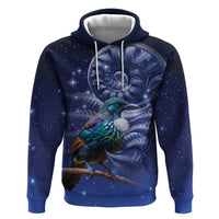 Tui Bird Matariki Galaxy Hoodie Koru Silver Fern Aotearoa LT9 Pullover Hoodie Galaxy - Polynesian Pride