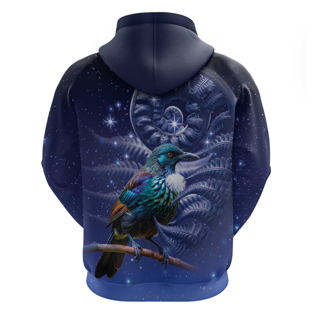 Tui Bird Matariki Galaxy Hoodie Koru Silver Fern Aotearoa LT9 - Polynesian Pride
