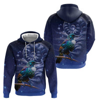 Tui Bird Matariki Galaxy Hoodie Koru Silver Fern Aotearoa LT9 - Polynesian Pride