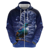 Tui Bird Matariki Galaxy Hoodie Koru Silver Fern Aotearoa LT9 - Polynesian Pride