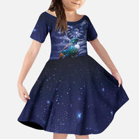 Tui Bird Matariki Galaxy Kid Short Sleeve Dress Koru Silver Fern Aotearoa LT9 KID Galaxy - Polynesian Pride