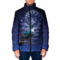 Tui Bird Matariki Galaxy Padded Jacket Koru Silver Fern Aotearoa