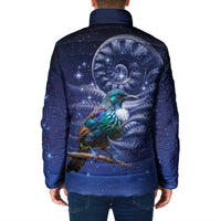 Tui Bird Matariki Galaxy Padded Jacket Koru Silver Fern Aotearoa
