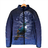 Tui Bird Matariki Galaxy Padded Jacket Koru Silver Fern Aotearoa