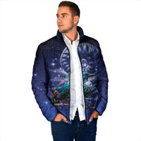 Tui Bird Matariki Galaxy Padded Jacket Koru Silver Fern Aotearoa