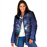 Tui Bird Matariki Galaxy Padded Jacket Koru Silver Fern Aotearoa