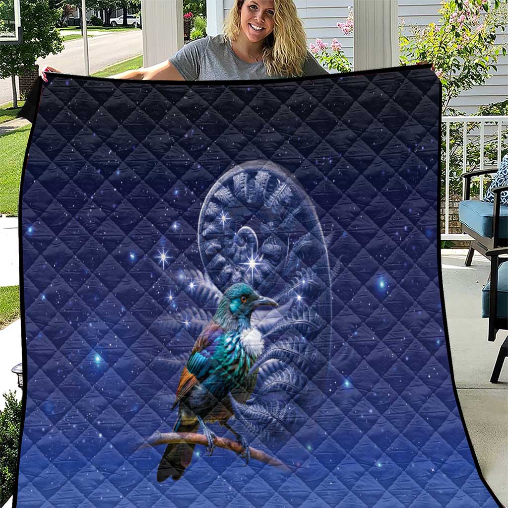 Tui Bird Matariki Galaxy Quilt Koru Silver Fern Aotearoa LT9 Galaxy - Polynesian Pride
