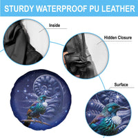 Tui Bird Matariki Galaxy Spare Tire Cover Koru Silver Fern Aotearoa