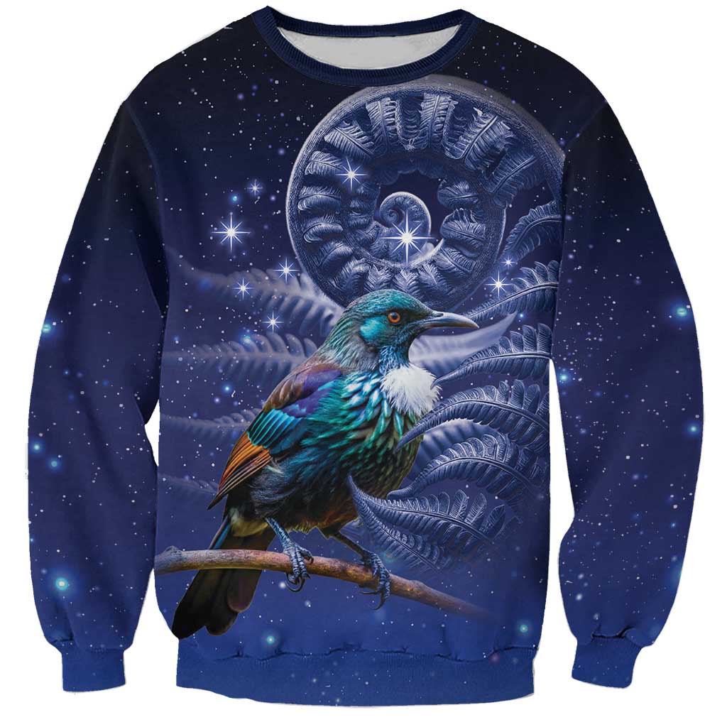 Tui Bird Matariki Galaxy Sweatshirt Koru Silver Fern Aotearoa LT9 Unisex Galaxy - Polynesian Pride