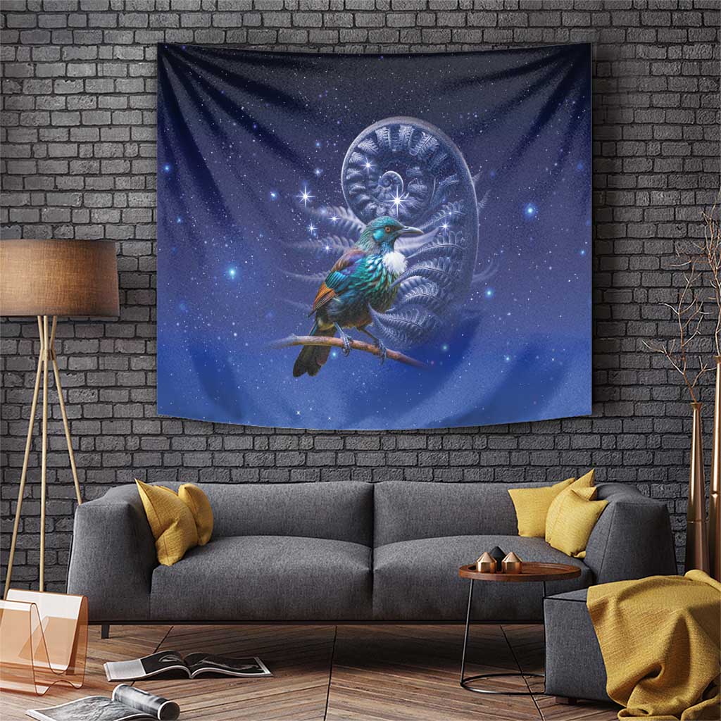 Tui Bird Matariki Galaxy Tapestry Koru Silver Fern Aotearoa LT9 Galaxy - Polynesian Pride