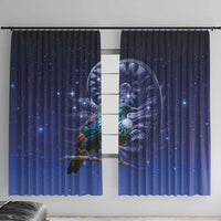 Tui Bird Matariki Galaxy Window Curtain Koru Silver Fern Aotearoa