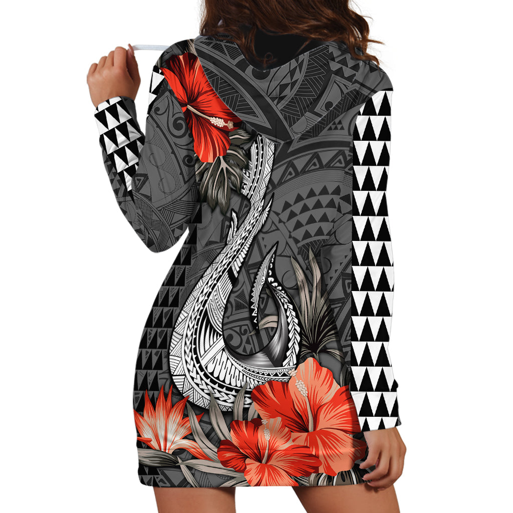 Hawaii Fish Hook Hoodie Dress Polynesian Vintage Vibes LT9 - Polynesian Pride