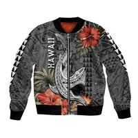 Hawaii Shark Tattoo Bomber Jacket Polynesian Vintage Vibes LT9 Unisex Black - Polynesian Pride