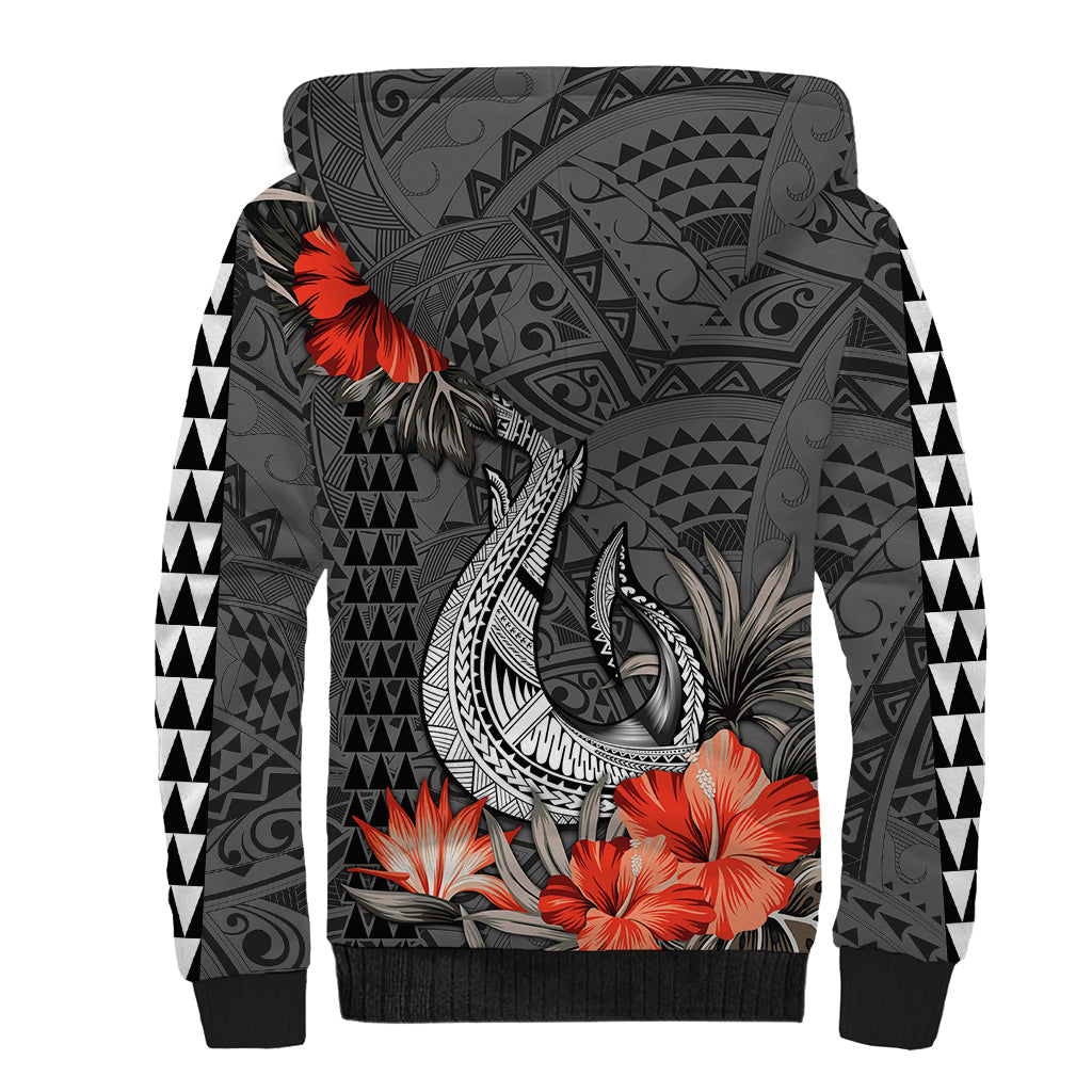 Personalised Hawaii Fish Hook Sherpa Hoodie Polynesian Vintage Vibes LT9 - Polynesian Pride