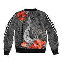 Personalised Hawaii Fish Hook Sleeve Zip Bomber Jacket Polynesian Vintage Vibes LT9 - Polynesian Pride