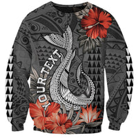 Personalised Hawaii Fish Hook Sweatshirt Polynesian Vintage Vibes LT9 Unisex Black - Polynesian Pride