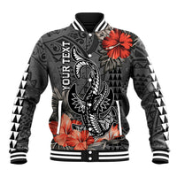 Personalised Hawaii Hammerhead Shark Baseball Jacket Polynesian Vintage Vibes LT9 Unisex Black - Polynesian Pride