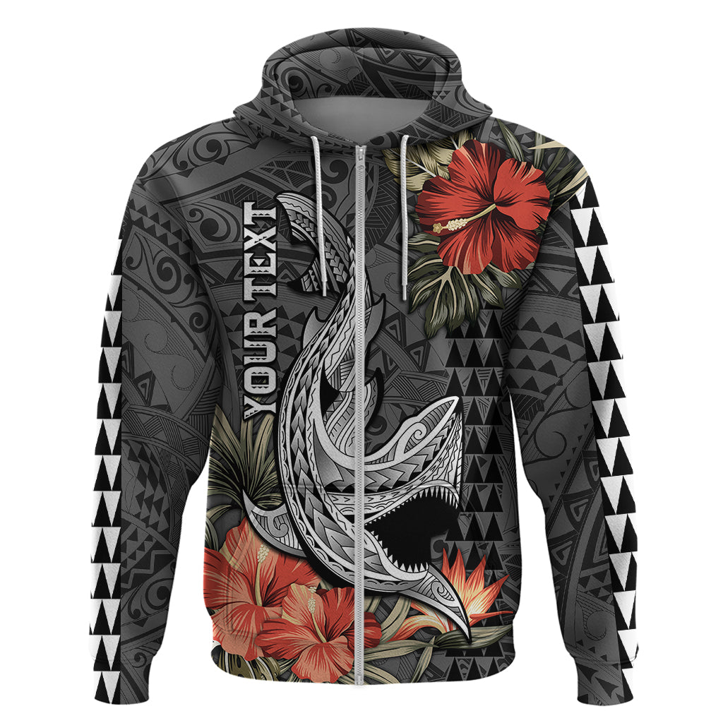 Custom Hawaii Shark Tattoo Hoodie Polynesian Vintage Vibes LT9 Zip Hoodie Black - Polynesian Pride