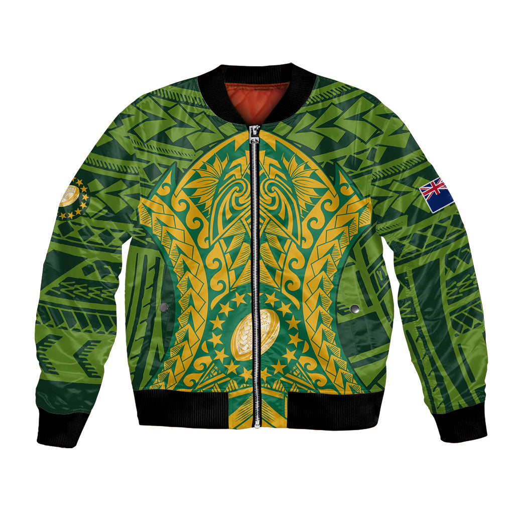 Cook Islands Rugby Bomber Jacket Kukis Athletic Style LT9 Unisex Green - Polynesian Pride
