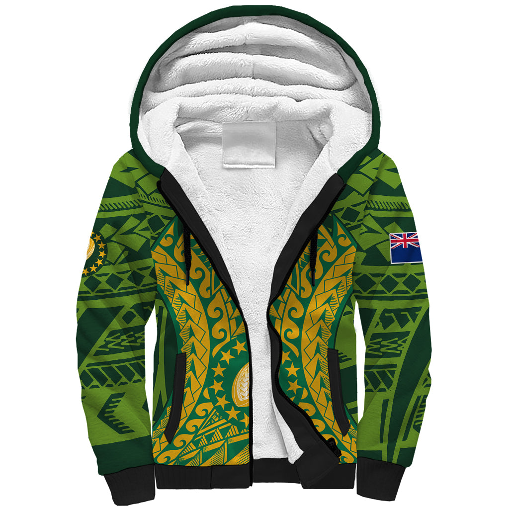 Cook Islands Rugby Sherpa Hoodie Kukis Athletic Style LT9 Unisex Green - Polynesian Pride
