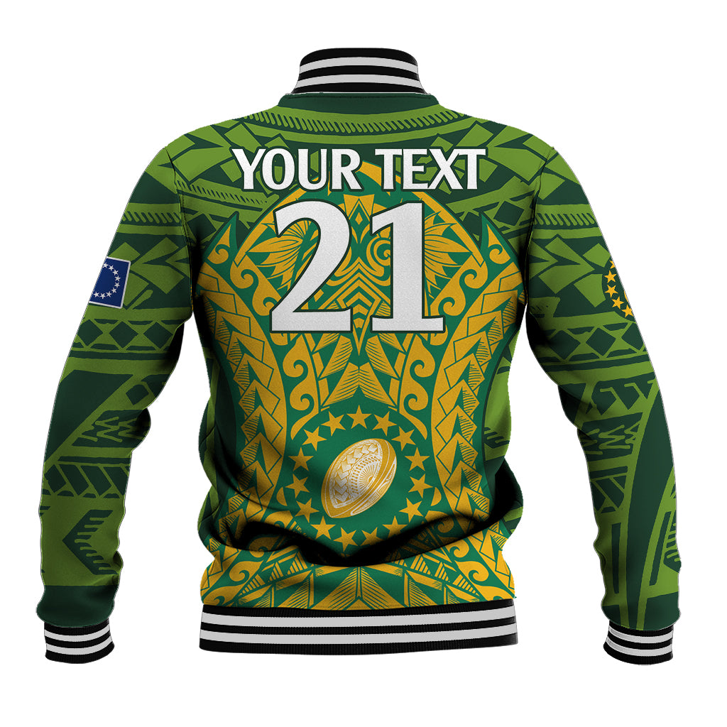 Personalised Cook Islands Rugby Baseball Jacket Kukis Athletic Style LT9 - Polynesian Pride