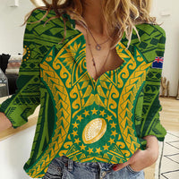 Personalised Cook Islands Rugby Women Casual Shirt Kukis Athletic Style LT9 Female Green - Polynesian Pride